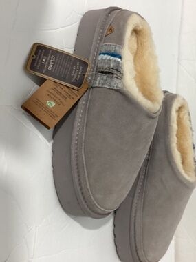 NEW WOMAN'S LAMO GRAY SUEDE PLATFORM SLIP ONS MULES SIZE 11 SHEARLING LINING